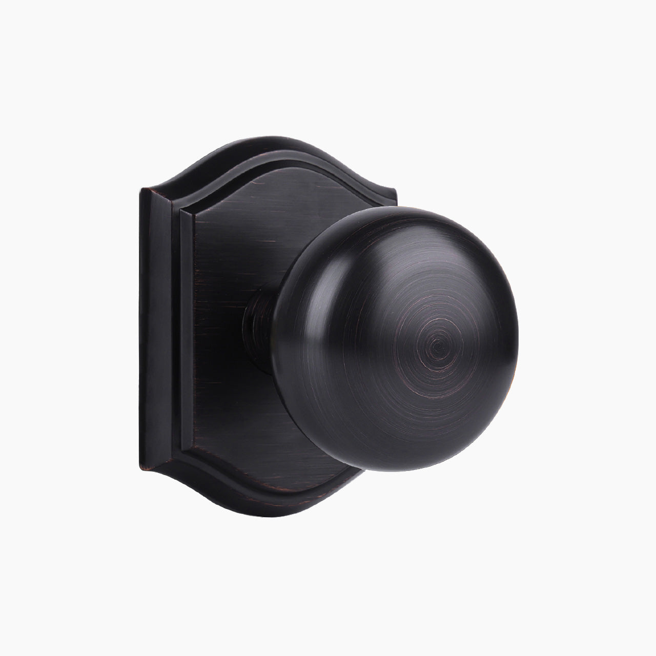 Oil rubbed bronze passage door knob with backplate, SENY