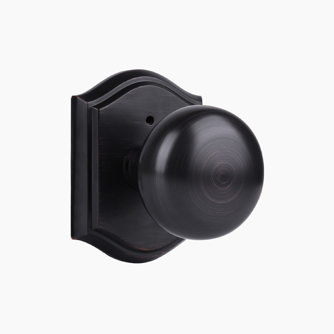 Oil rubbed bronze privacy door knob with backplate for bathroom doors, SENY