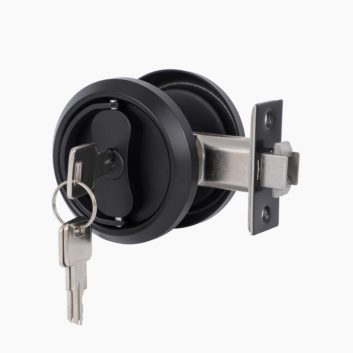 Pocket door lock with key featuring round recessed sliding door design SENY