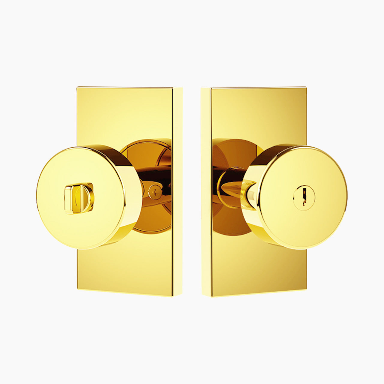 Polished brass interior door knobs with locks and keyed entry knob style SENY