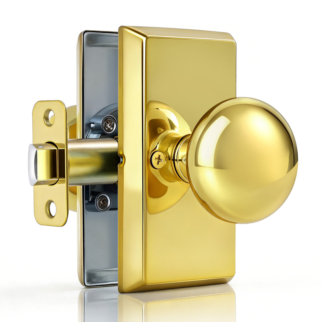 SENY Modern Vintage Interior Door Knobs – Round Door Knobs with Rectangular Rosette, Dummy, Passage & Privacy