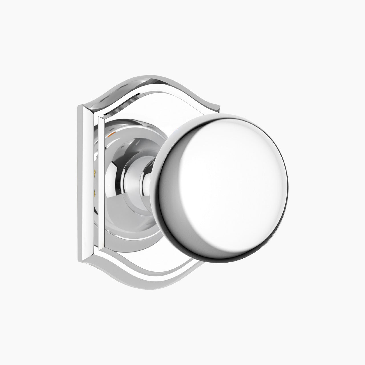 Polished chrome dummy decorative door knob with backplate, SENY