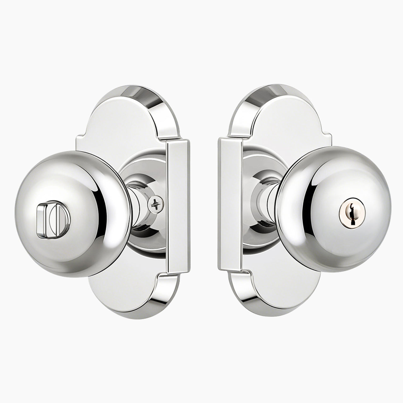 Polished Chrome interior door knobs with locks keyed entry door knob set, SENY