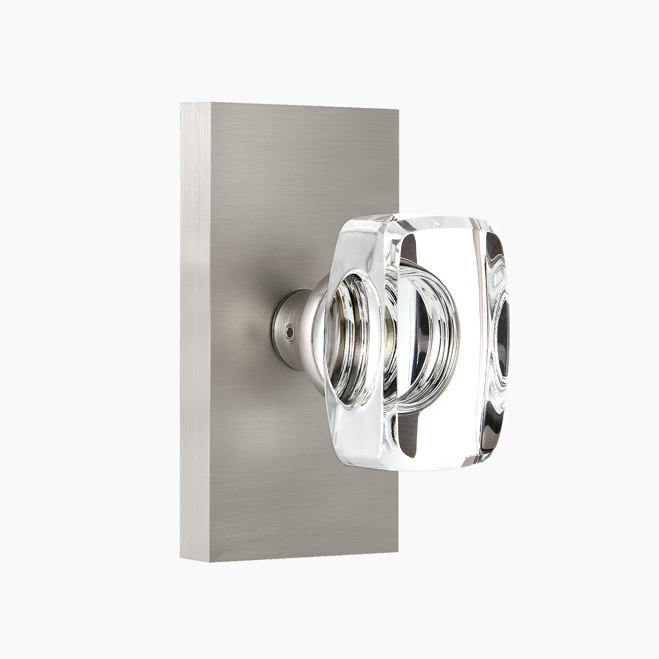 SENY rectangular crystal door knob satin nickel dummy function