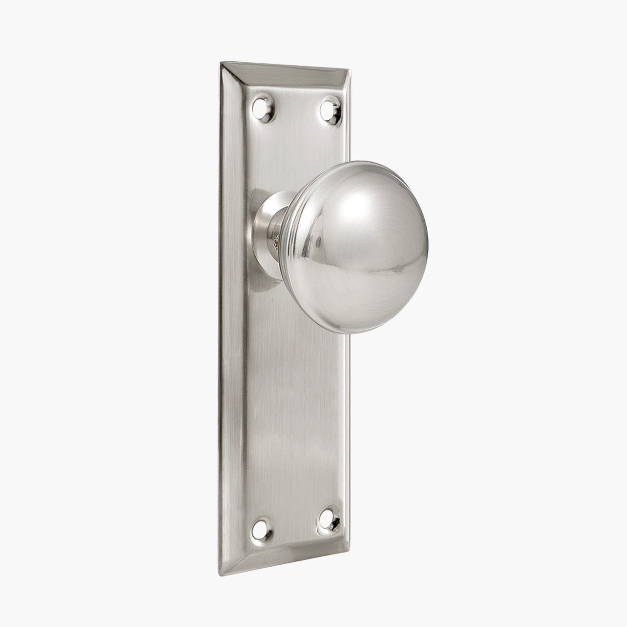 Satin nickel decorative dummy mortise lock set for traditional exterior doors, SENY