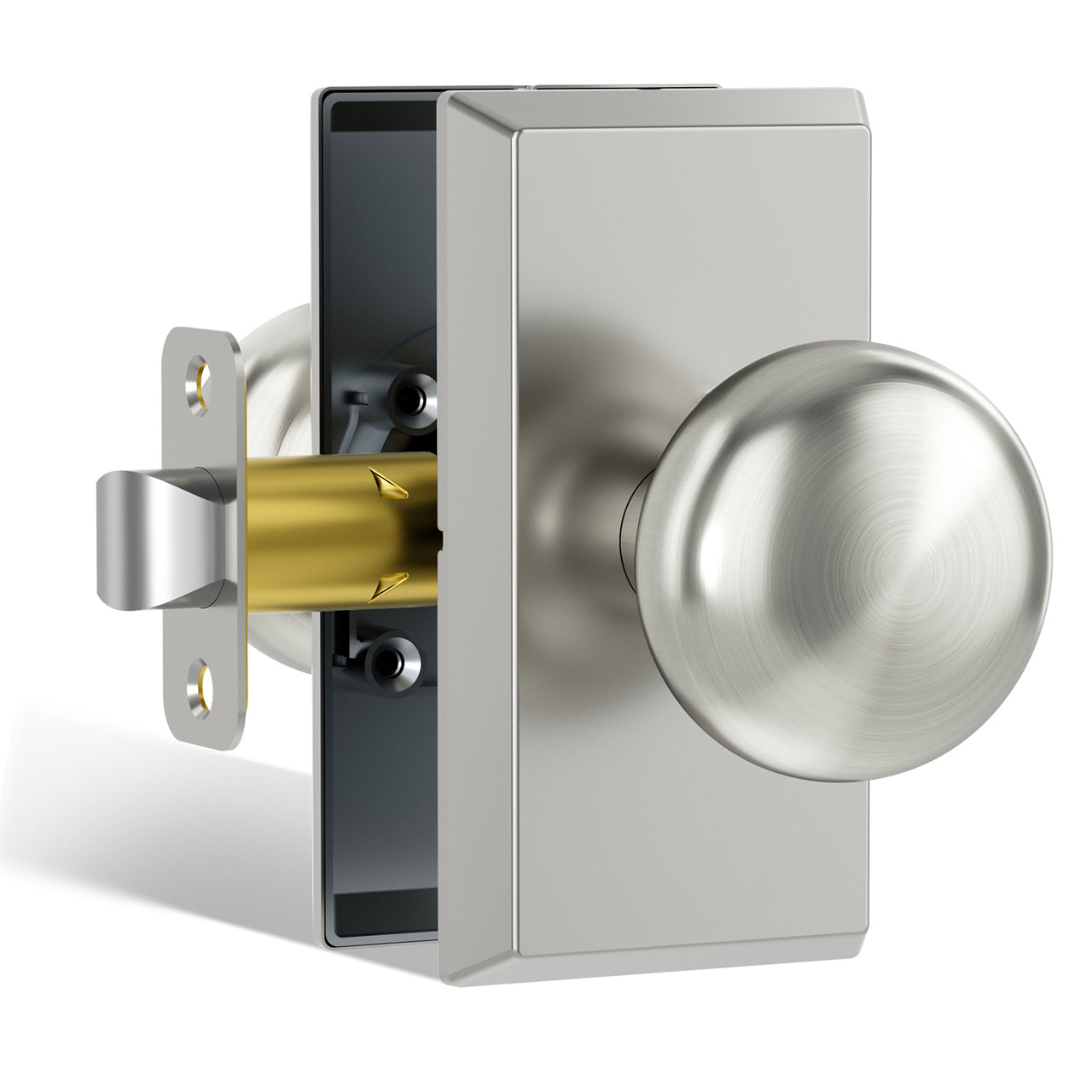 SENY Modern Vintage Interior Door Knobs – Round Door Knobs with Rectangular Rosette, Dummy, Passage & Privacy