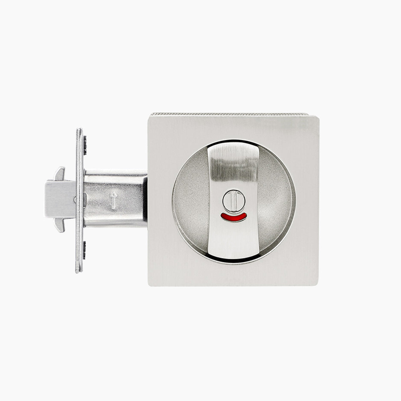 Satin nickel square pocket door privacy lock for sliding doors, SENY