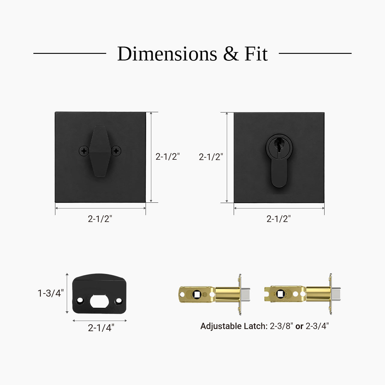 Square deadbolt lock dimensions and specifications SENY