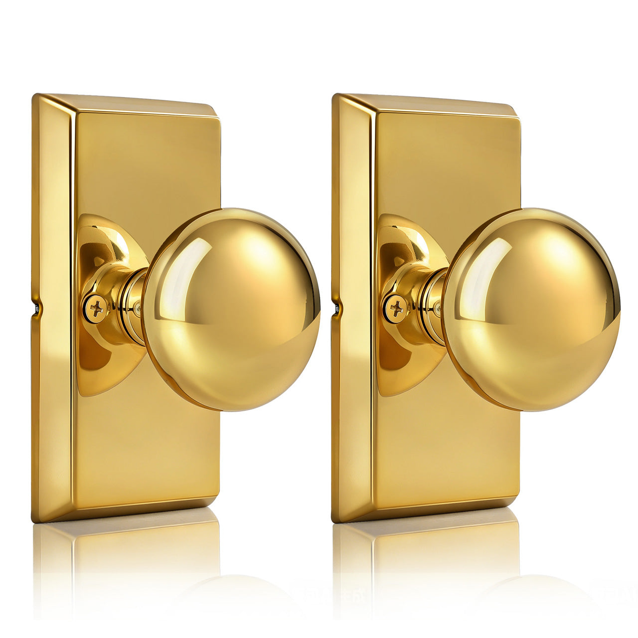 SENY Modern Vintage Interior Door Knobs – Round Door Knobs with Rectangular Rosette, Dummy, Passage & Privacy