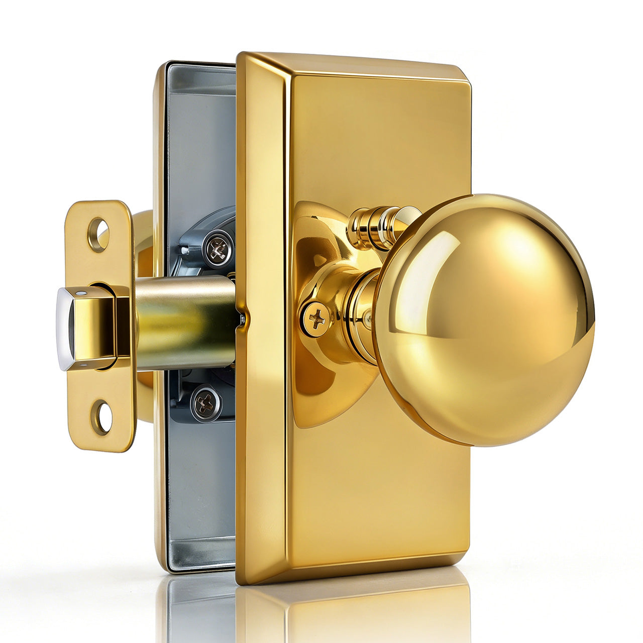 SENY Modern Vintage Interior Door Knobs – Round Door Knobs with Rectangular Rosette, Dummy, Passage & Privacy