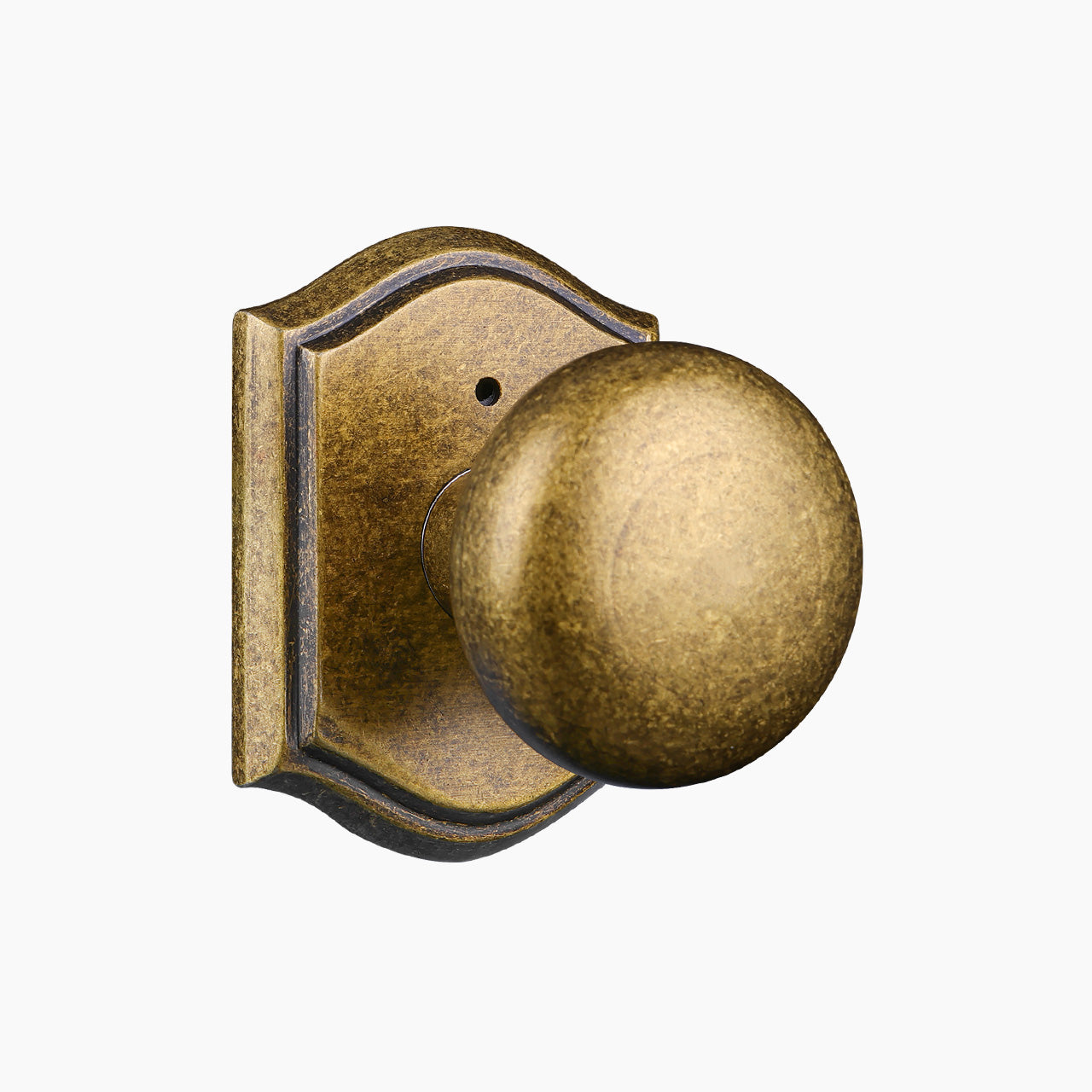 Vintage brass privacy interior door knob with backplate, SENY