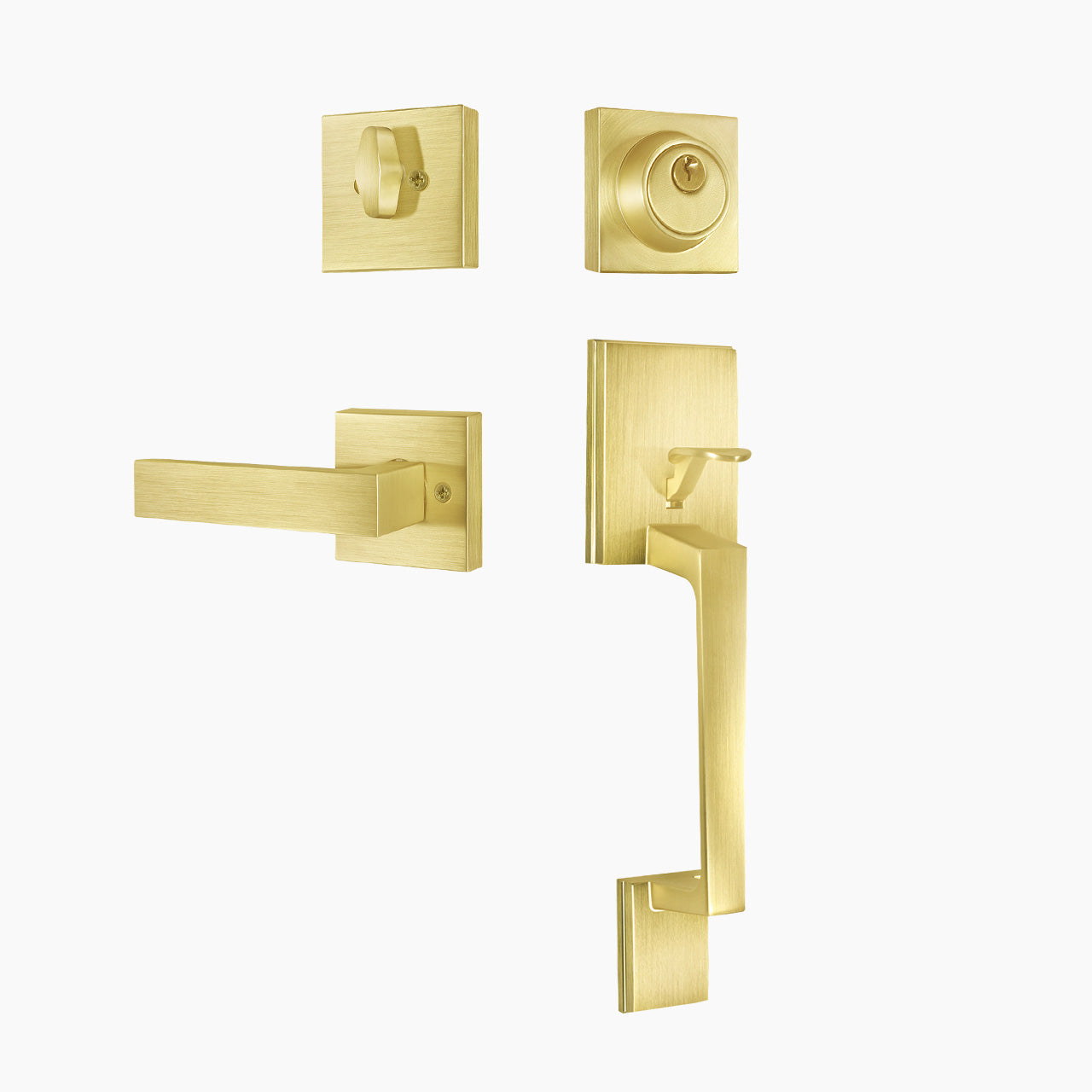 SENY Front Door Handleset with Single Cylinder Deadbolt, Modern Interior Lever & Square Rosette