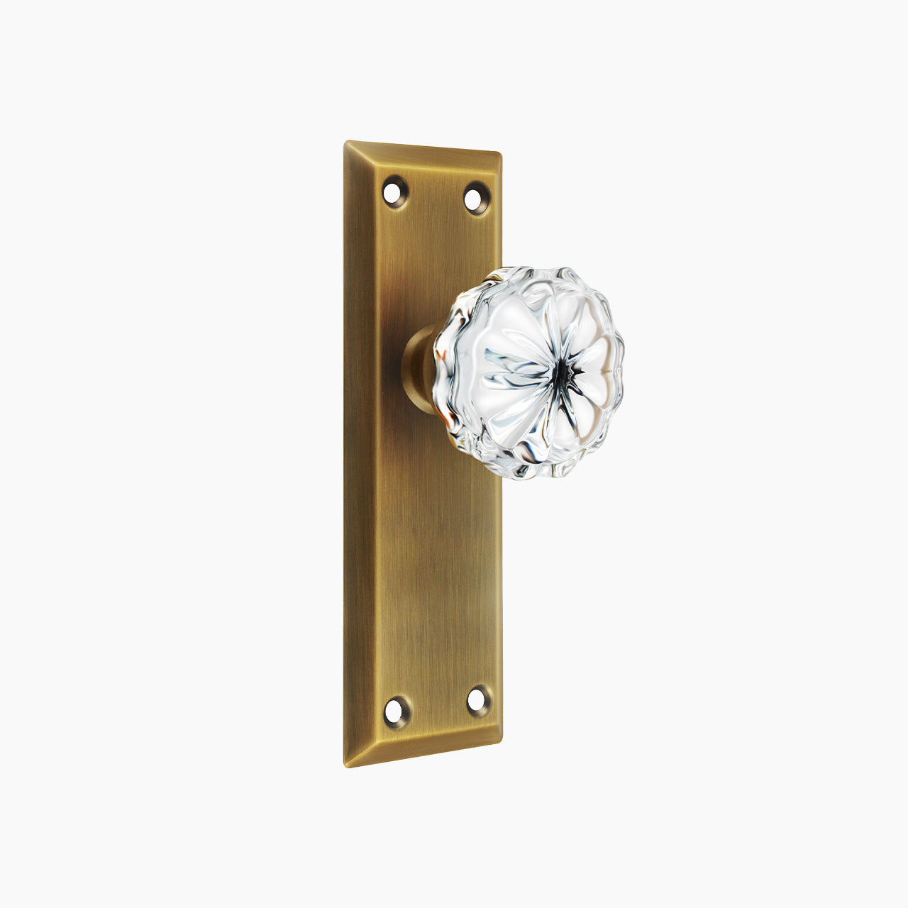 SENY Vintage Mortise Lock Set with Mushroom Crystal Knob & Beveled Rectangular Plate