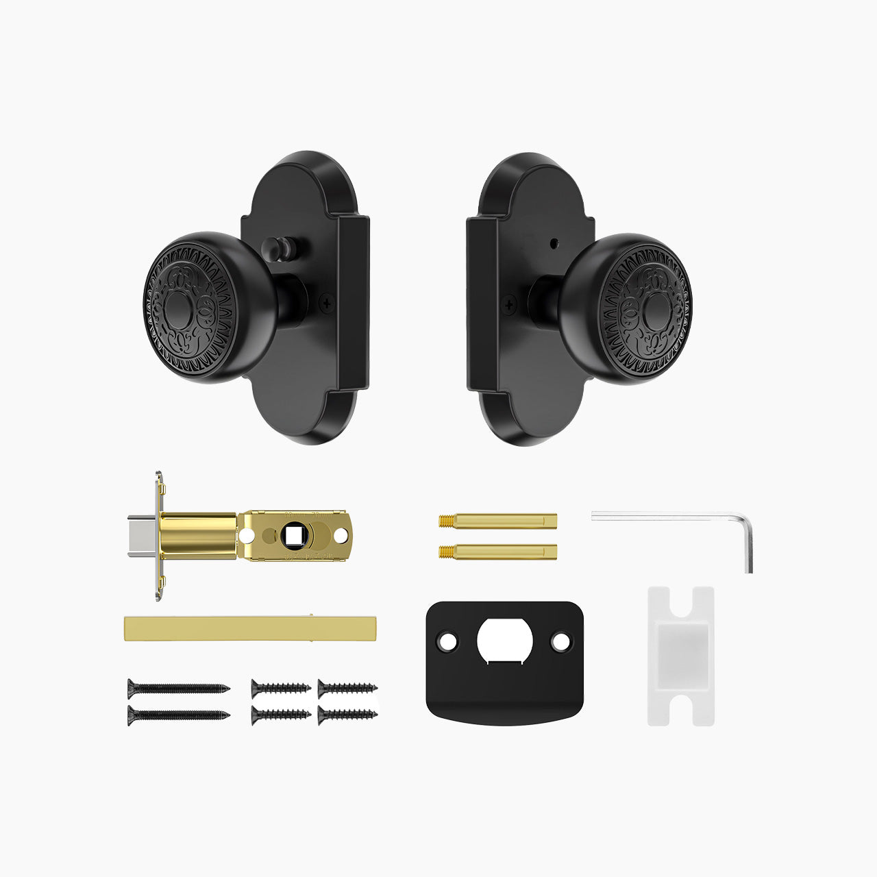 SENY Antique Style Door Knob with Arched Plate, Privacy/Passage/Dummy