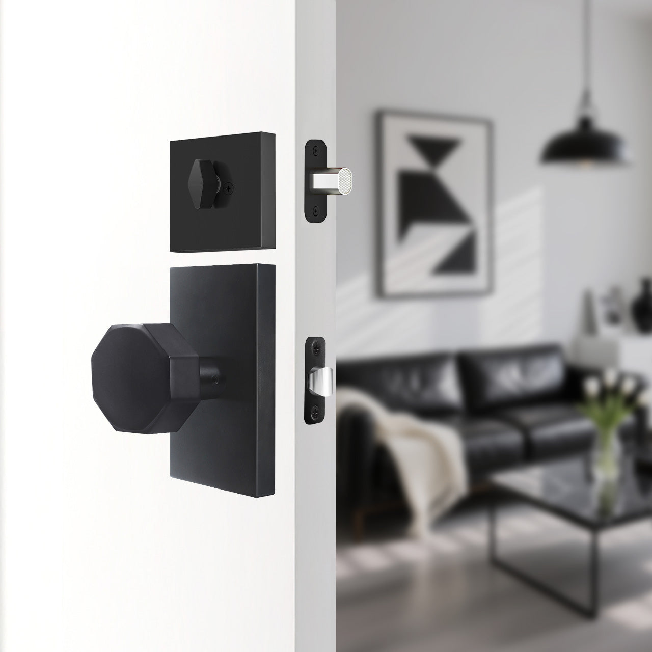 SENY Square Single Cylinder Deadbolt Lock, Low-Profile Design for Interior & Exterior Doors