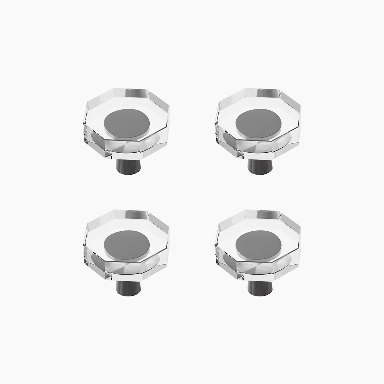 SENY Octagonal Crystal Cabinet Knobs, 4 Pack Glass Drawer Knobs for Kitchen, Bathroom & Dresser Cabinets