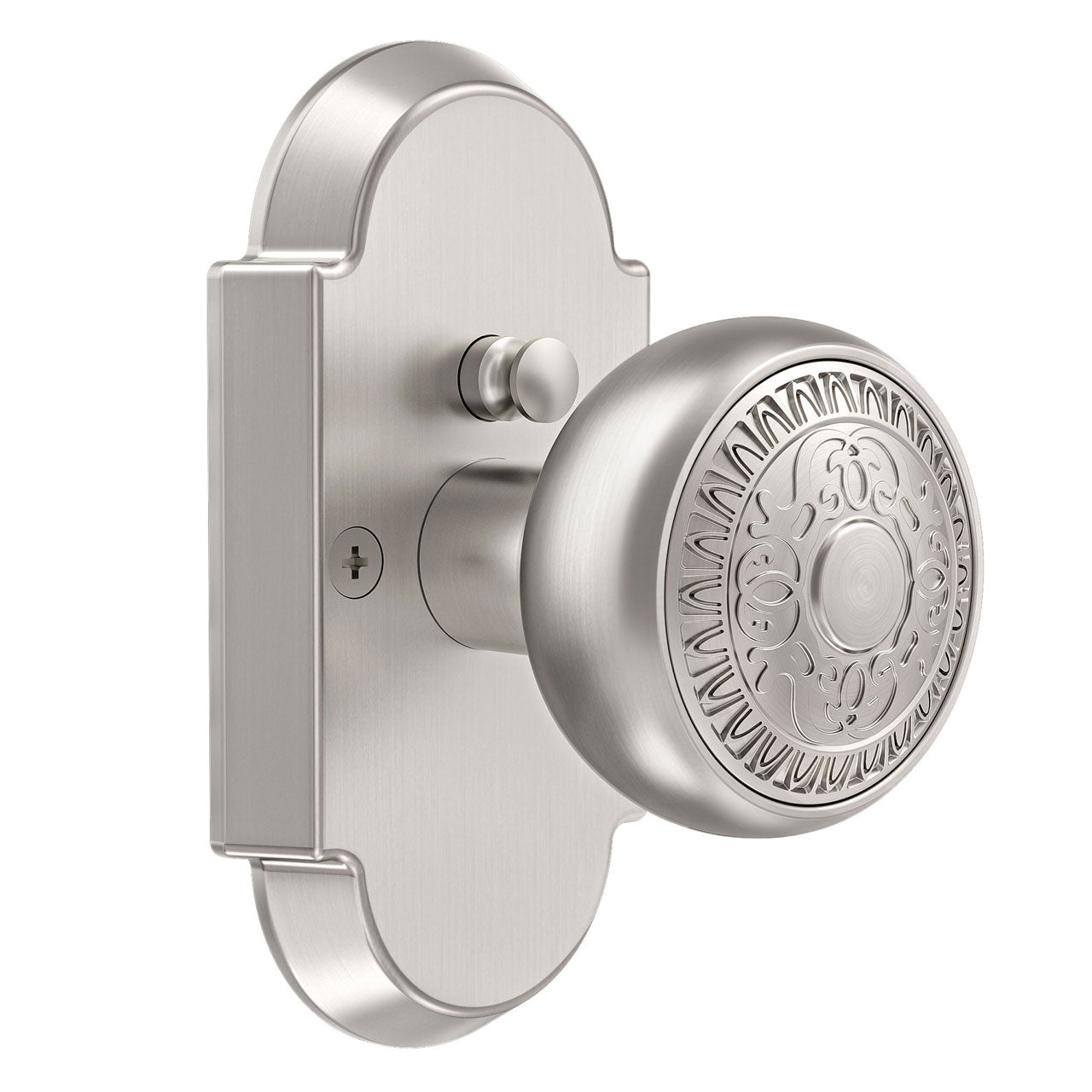 SENY Antique Style Door Knob with Arched Plate, Privacy/Passage/Dummy