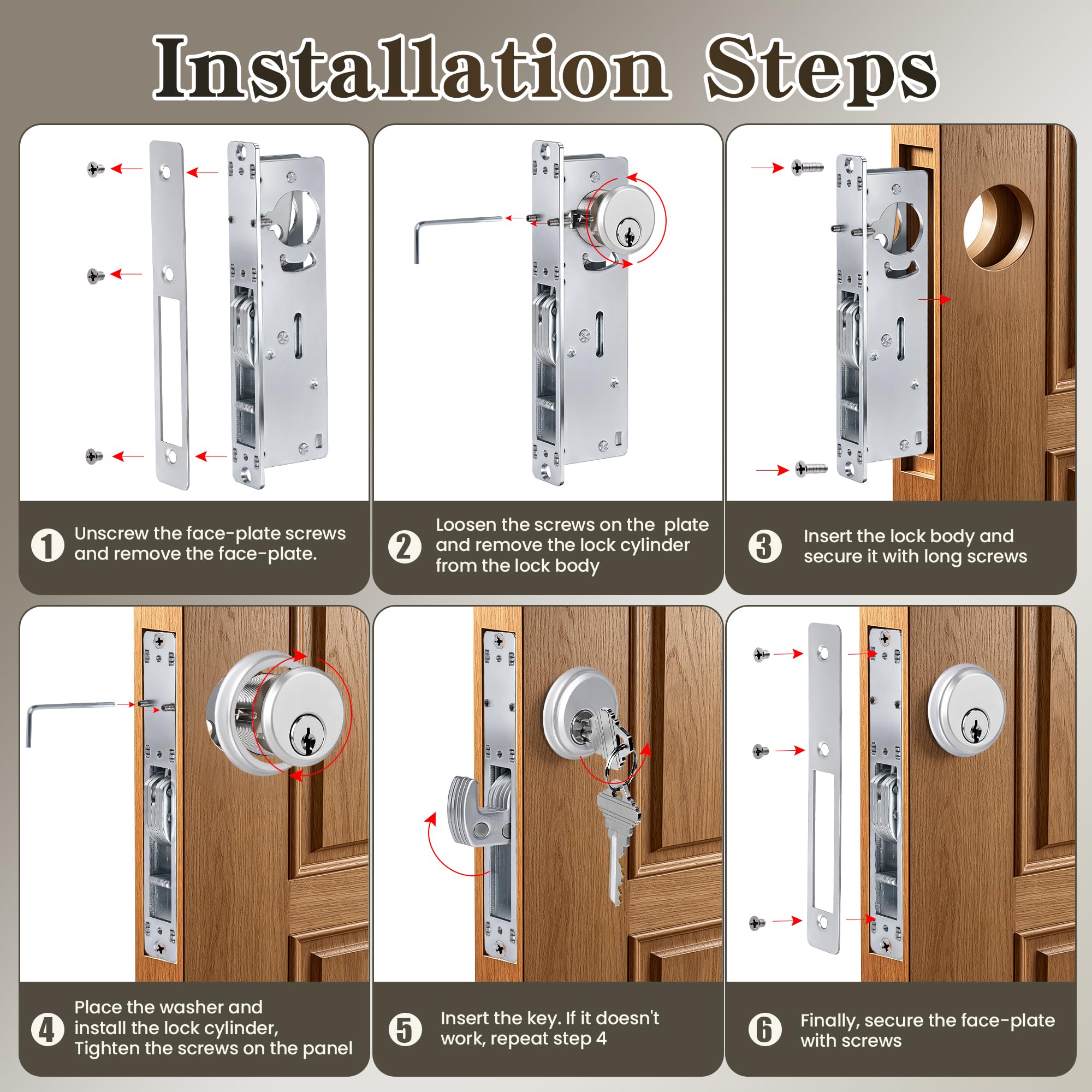 SENY Commercial Storefront Door Mortise Lock – 1-1/8" Backset Hook & Swing Bolt