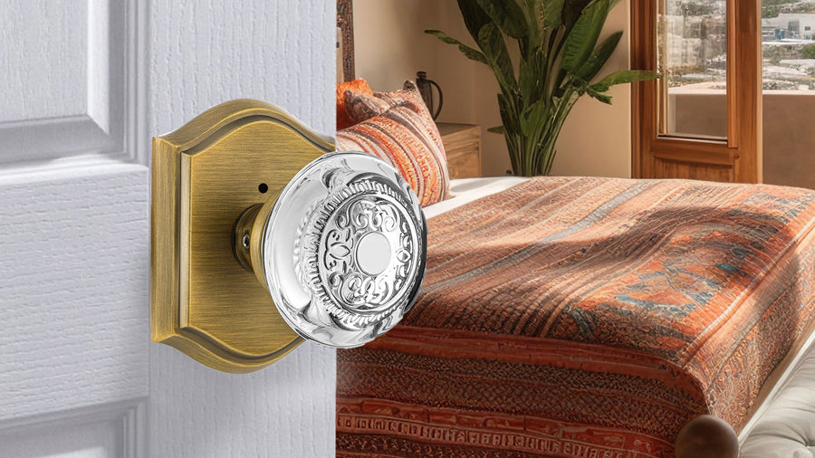 SENY Decorative Glass Door Knobs with Embossed Crystal – Vintage Arch Rosette applicable scenario