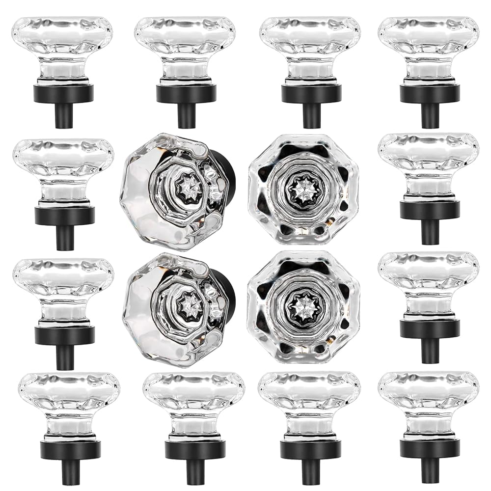 SENY Octagonal Mushroom Crystal Cabinet Knobs – Clear Glass Drawer Knobs