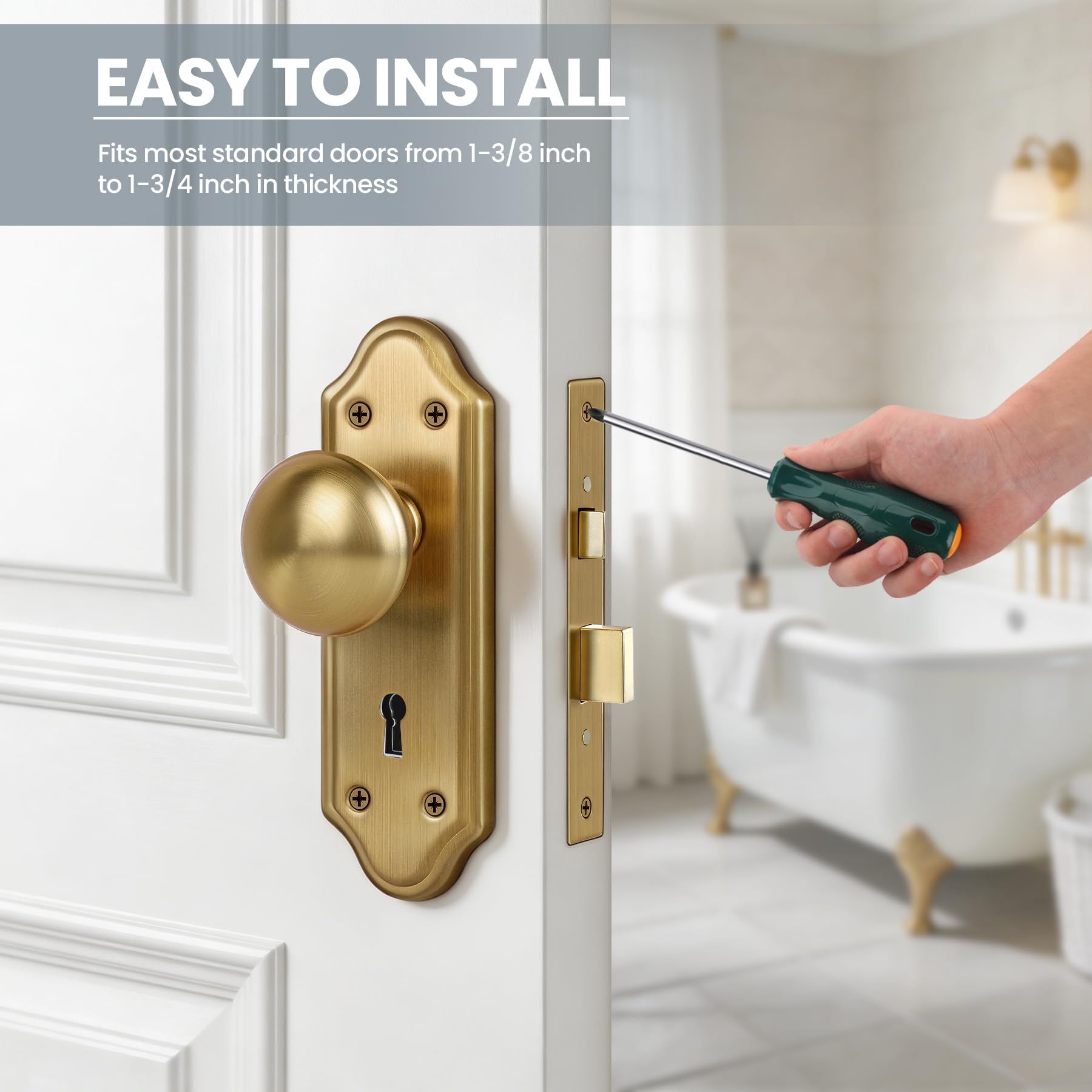 SENY Vintage Mortise Lock Set with Skeleton Key, Classic Door Hardware for Interior Doors