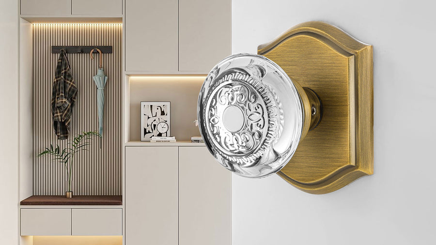 SENY Decorative Glass Door Knobs with Embossed Crystal – Vintage Arch Rosette applicable scenario