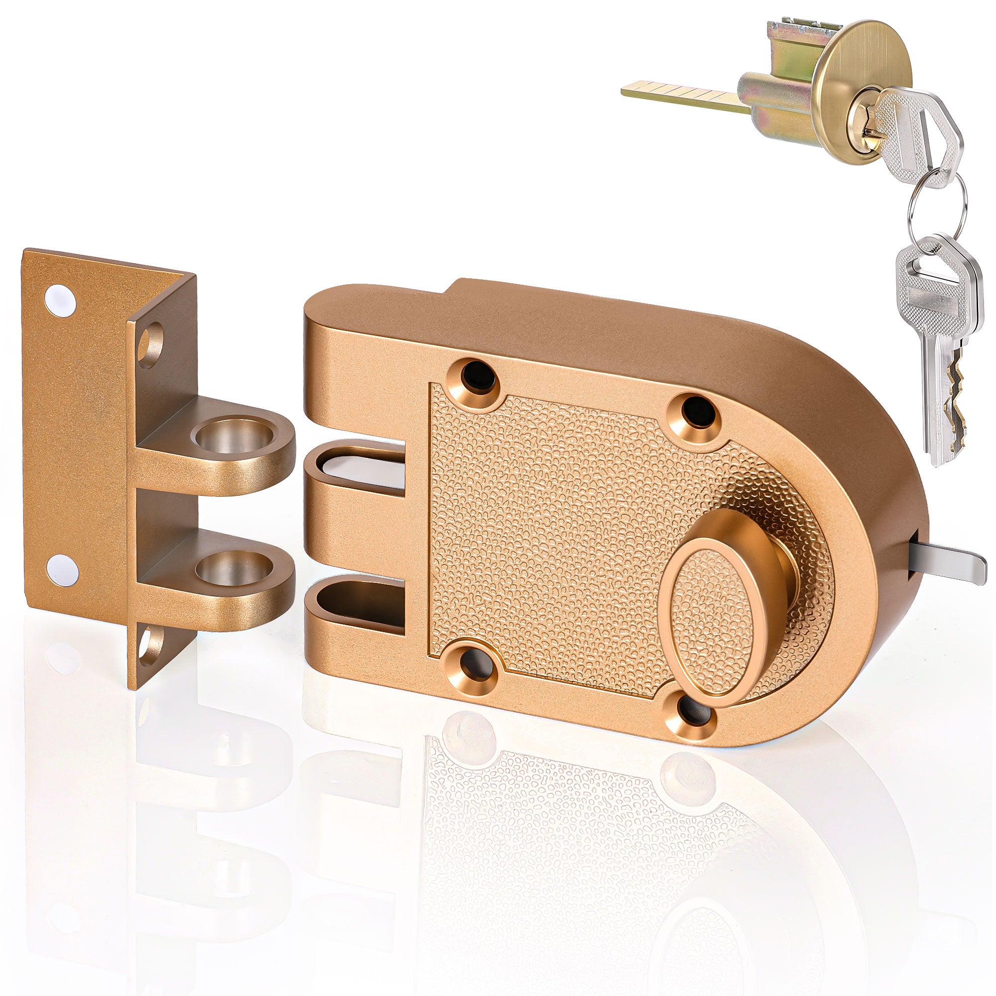 SENY Jimmy Proof Deadbolt Night Latch for Front Doors, Surface-Mounted Security Lock with Keys