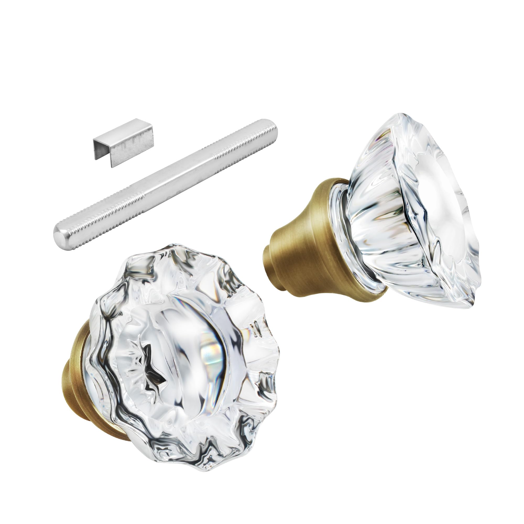 Seny Crystal Glass Mortise Door Knob Replacement Set with Spindle