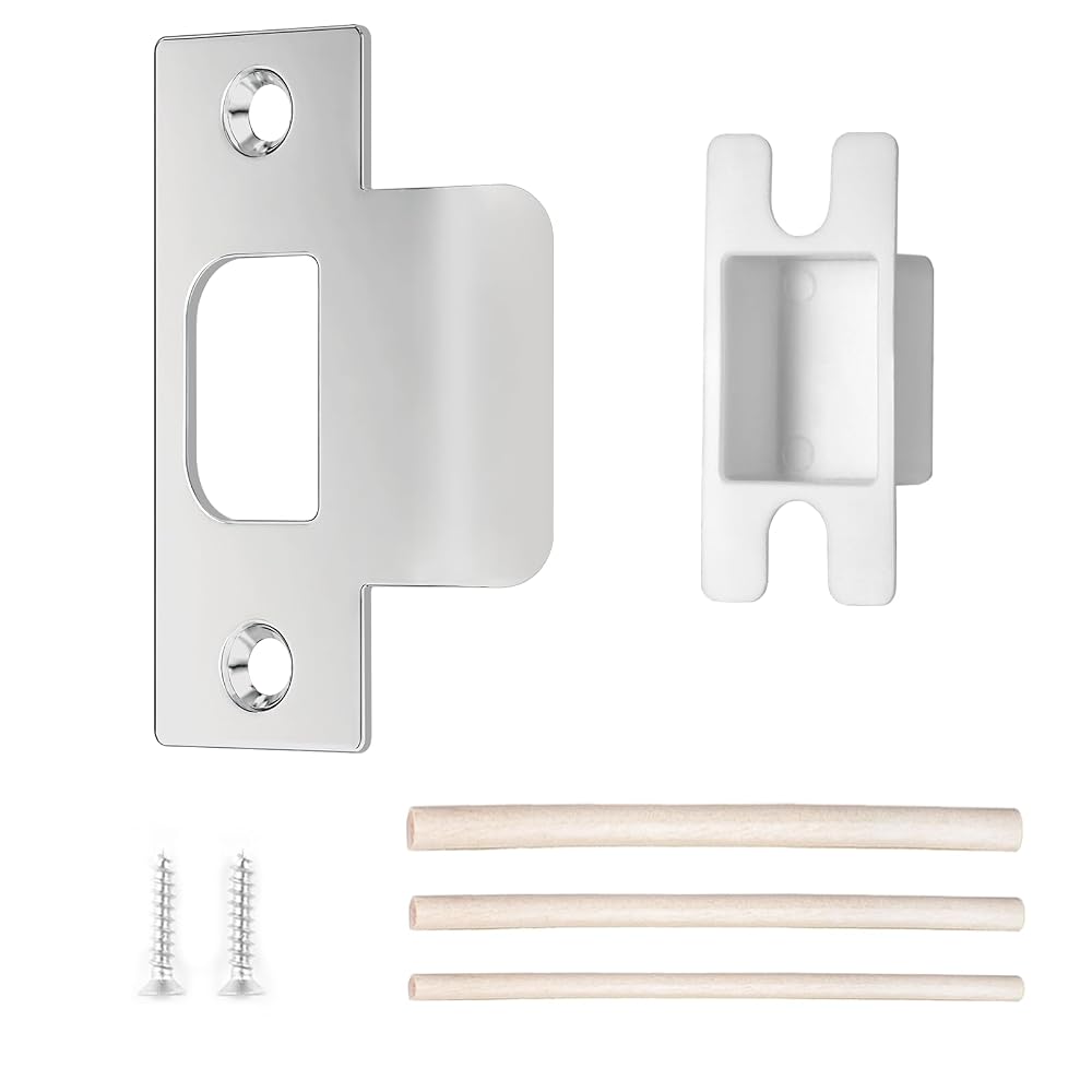 SENY T-Shape Door Strike Plate with Dust Box – Door Frame Repair Kit for Interior & Exterior Doors