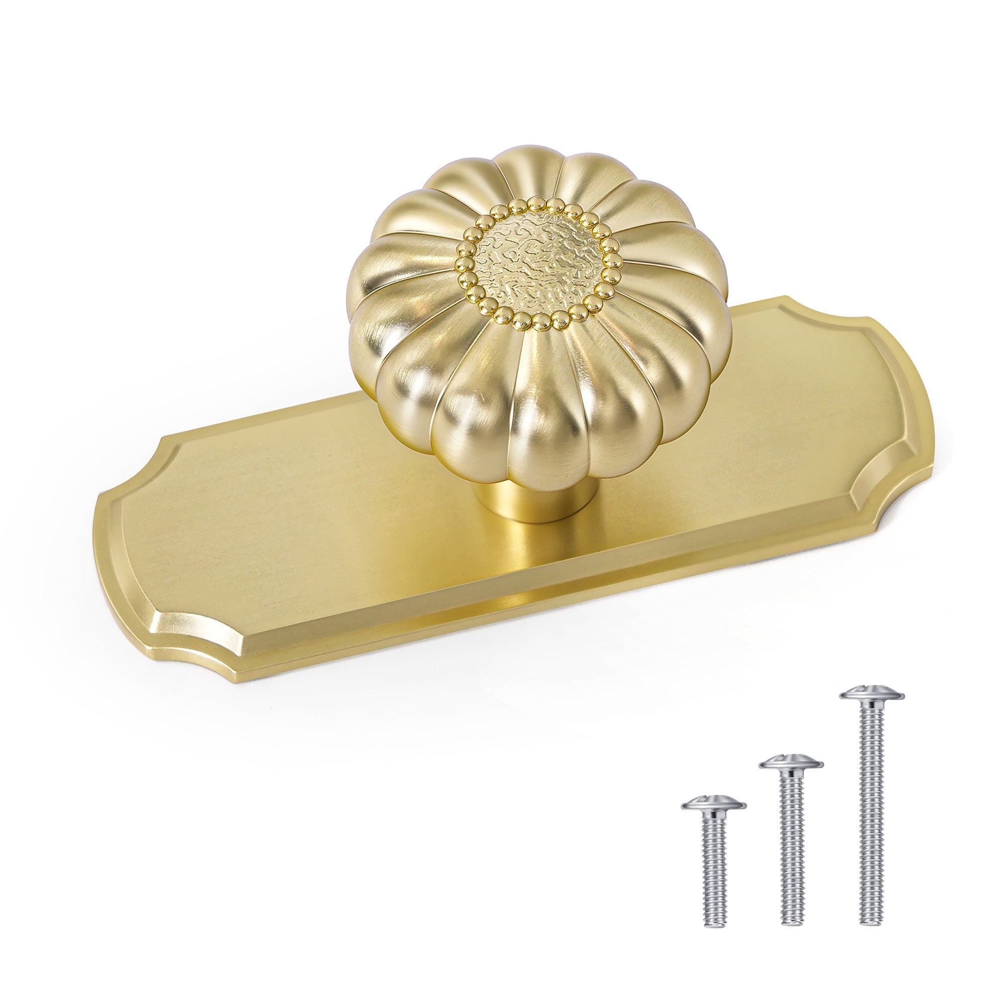 SENY 2-Pack Pumpkin Cabinet Knobs with Backplate – Vintage Drawer Knobs in Multiple Finishes