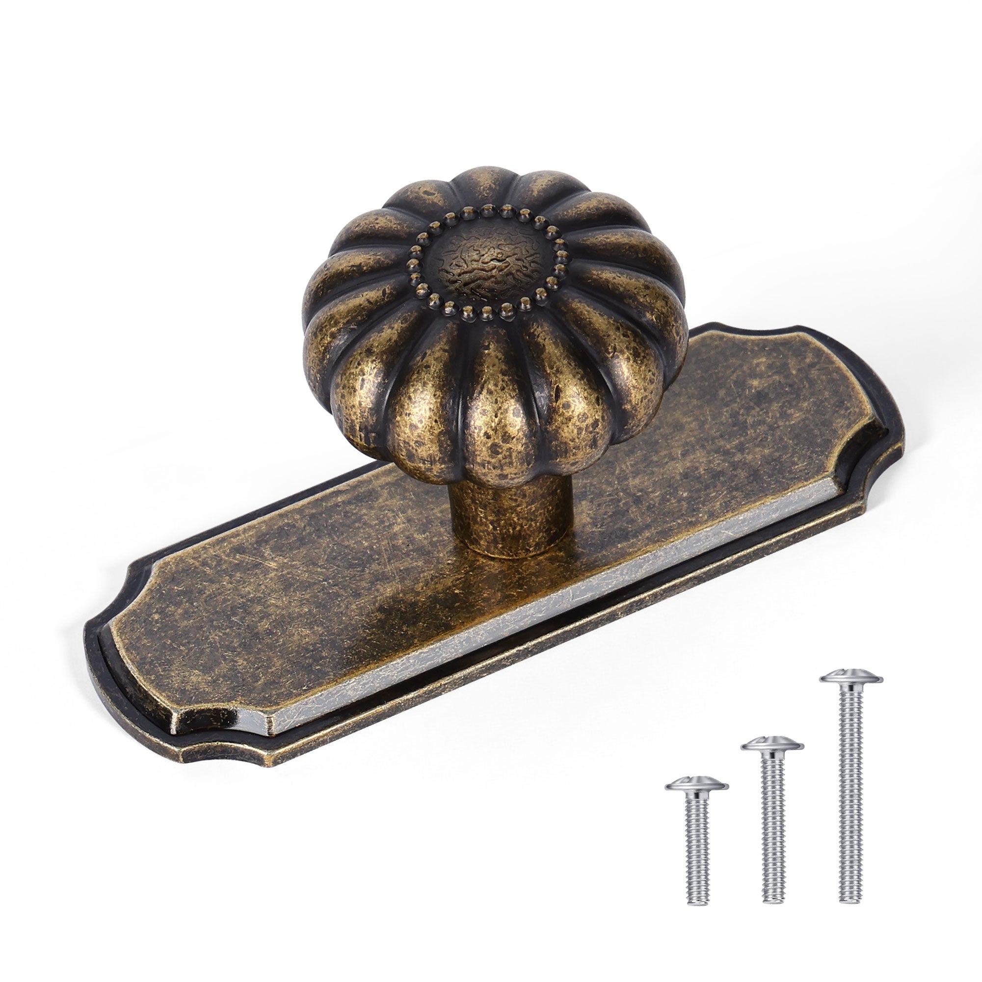 SENY 2-Pack Pumpkin Cabinet Knobs with Backplate – Vintage Drawer Knobs in Multiple Finishes