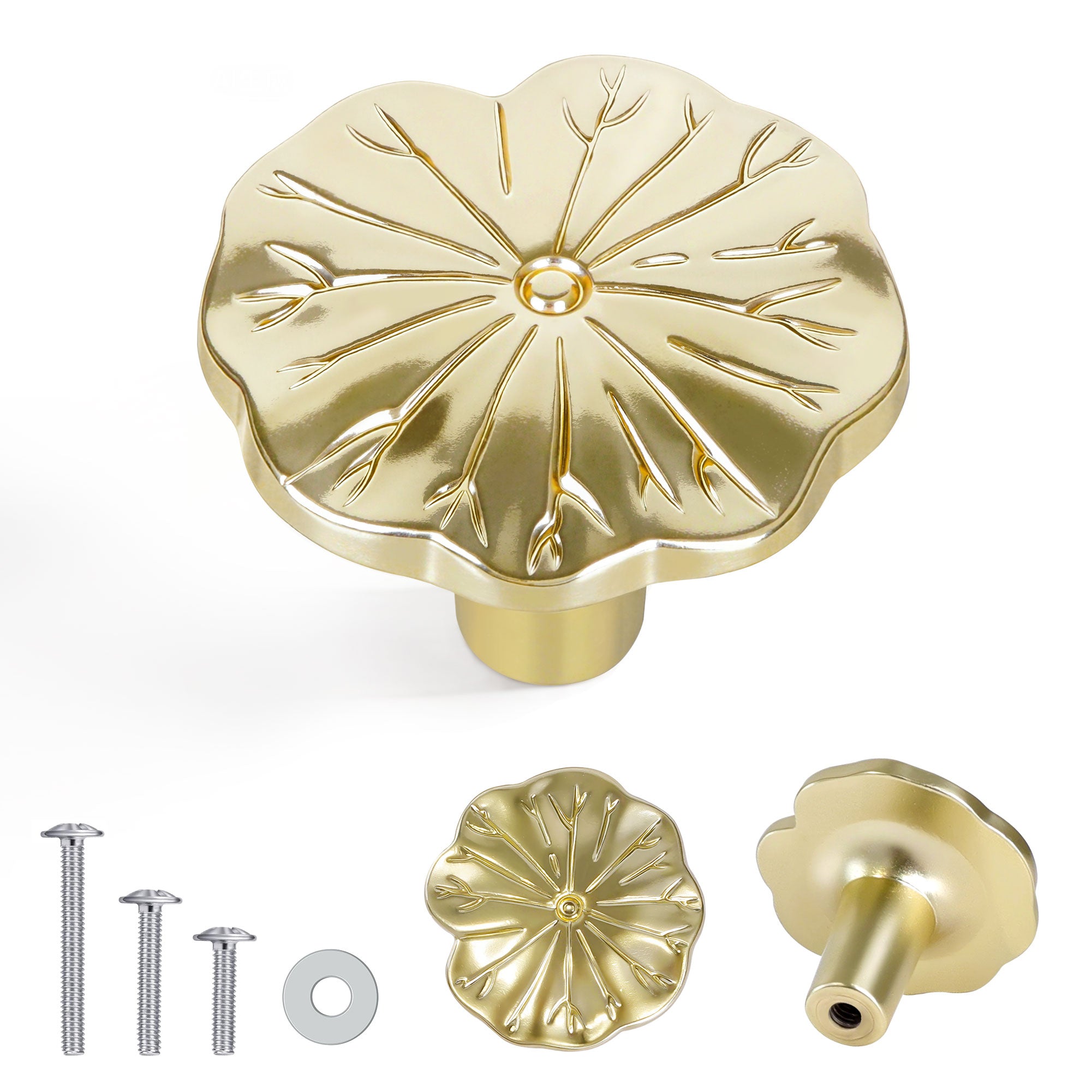 SENY 4 Pack Floral Drawer Knobs – Vintage Cabinet Knobs in Brushed Gold & Antique Brass