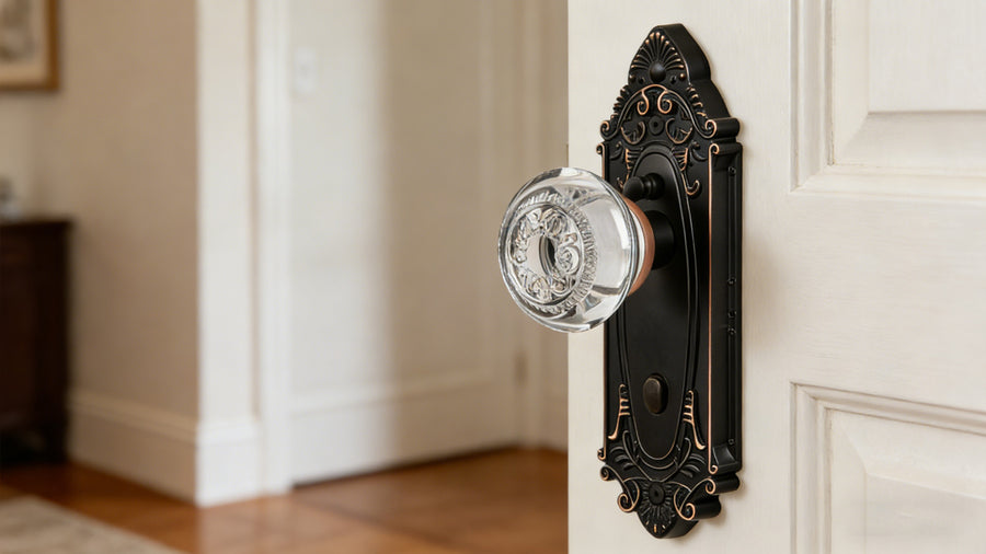 SENY Vintage Crystal Door Knob with Ornate Antique Backplate, Interior Glass Door Handle for Privacy, Passage & Dummy Doors applicable scenario