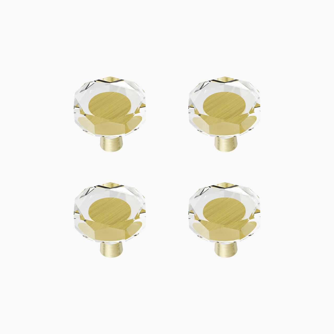 SENY Octagonal Crystal Cabinet Knobs, 4 Pack Faceted Glass Drawer Knobs with Solid Metal Base for Kitchen & Bathroom Cabinets