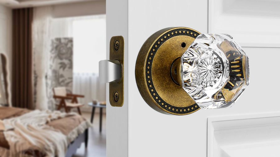 SENY Octagonal Crystal Door Knob, Round Rosette, 3 Finishes, 3 Functions applicable scenario