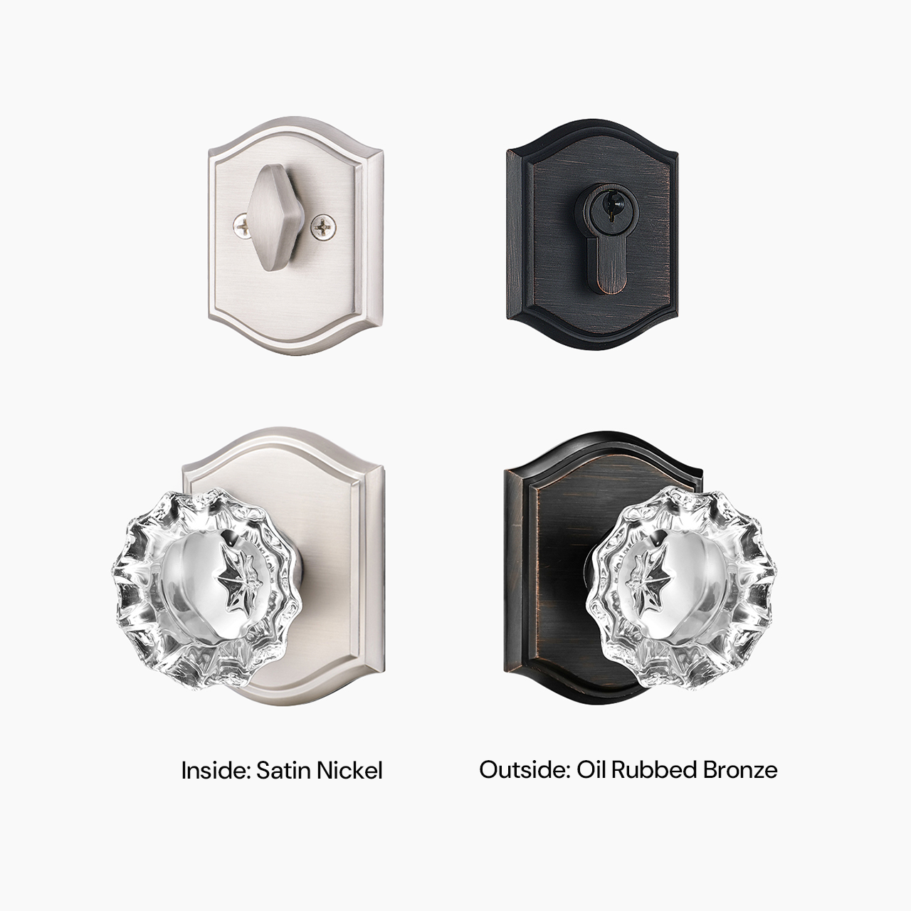 SENY Front Door Knob and Deadbolt Set – Vintage Floral Crystal Entry Door Lock Set (Passage & Deadbolt)