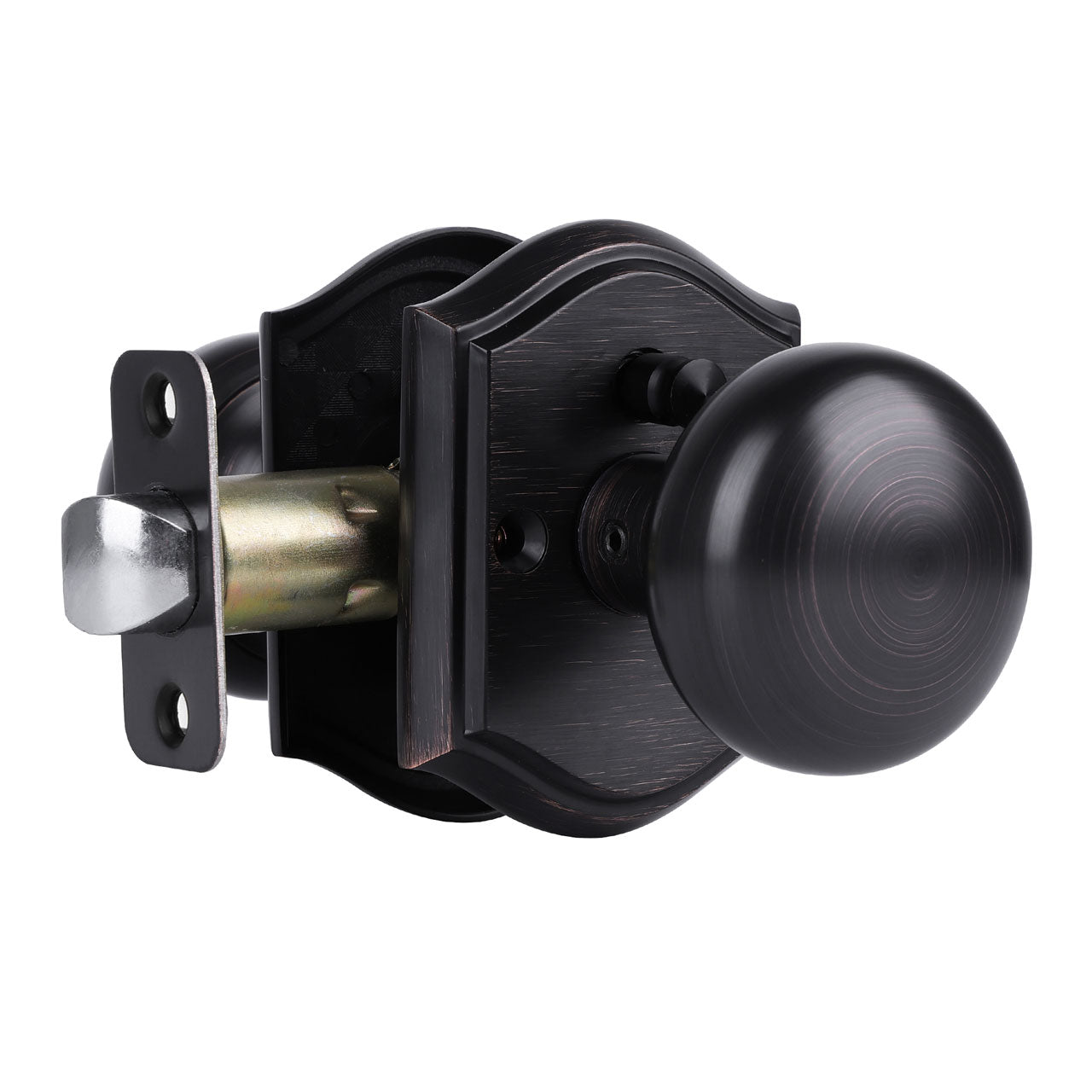 SENY Mushroom Door Knob with Arched Rosette, 3 Functions, 5 Finishes