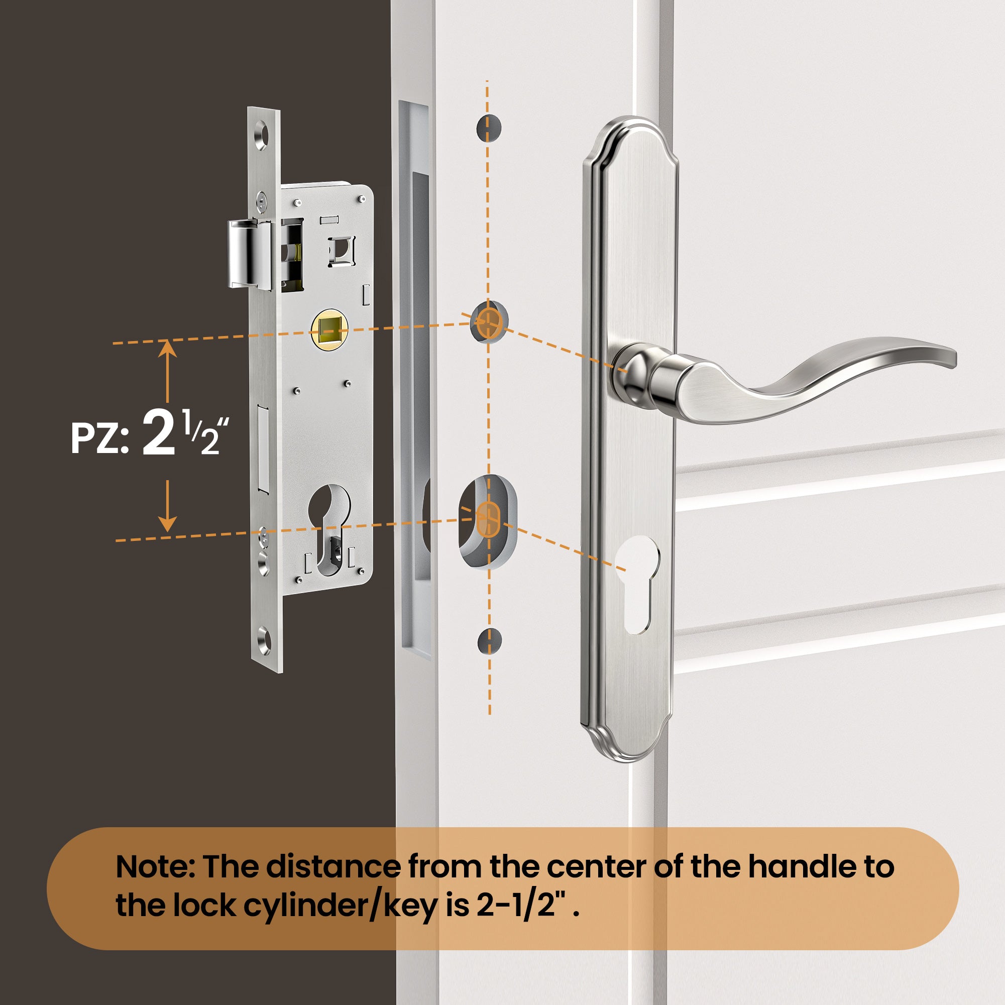 SENY 2-1/2" PZ Storm Door Handle & Mortise Lock Replacement for Storm & Screen Doors