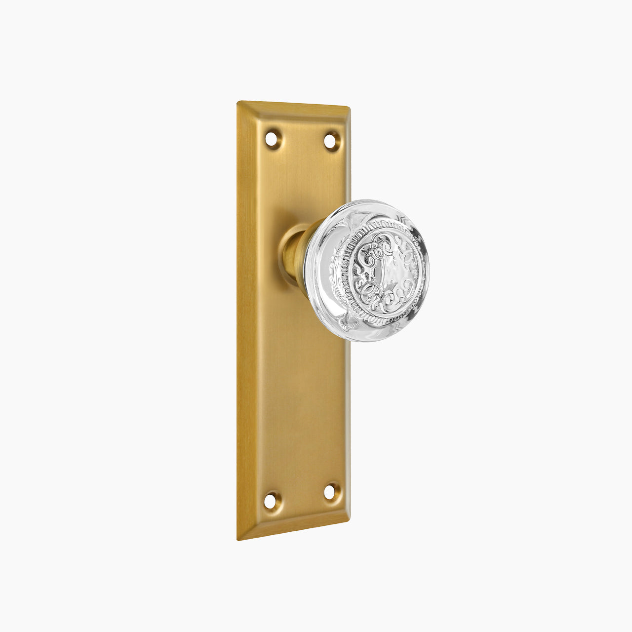 SENY Vintage Crystal Mortise Lock Set with Embossed Round Crystal Knob & Rectangular Plate
