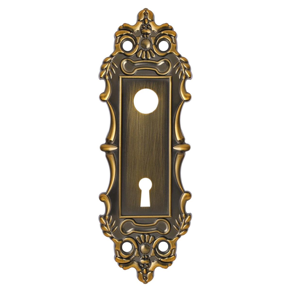 SENY Antique Bronze Mortise Lock Trim Plates, Vintage Door Knob Backplates with Keyhole (2 Pack)