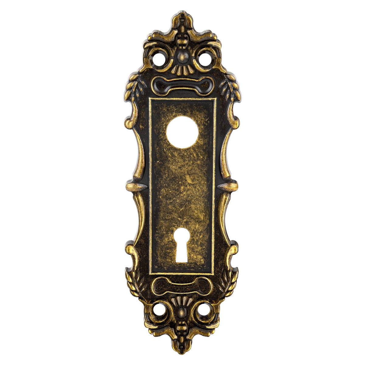 SENY Antique Bronze Mortise Lock Trim Plates, Vintage Door Knob Backplates with Keyhole (2 Pack)