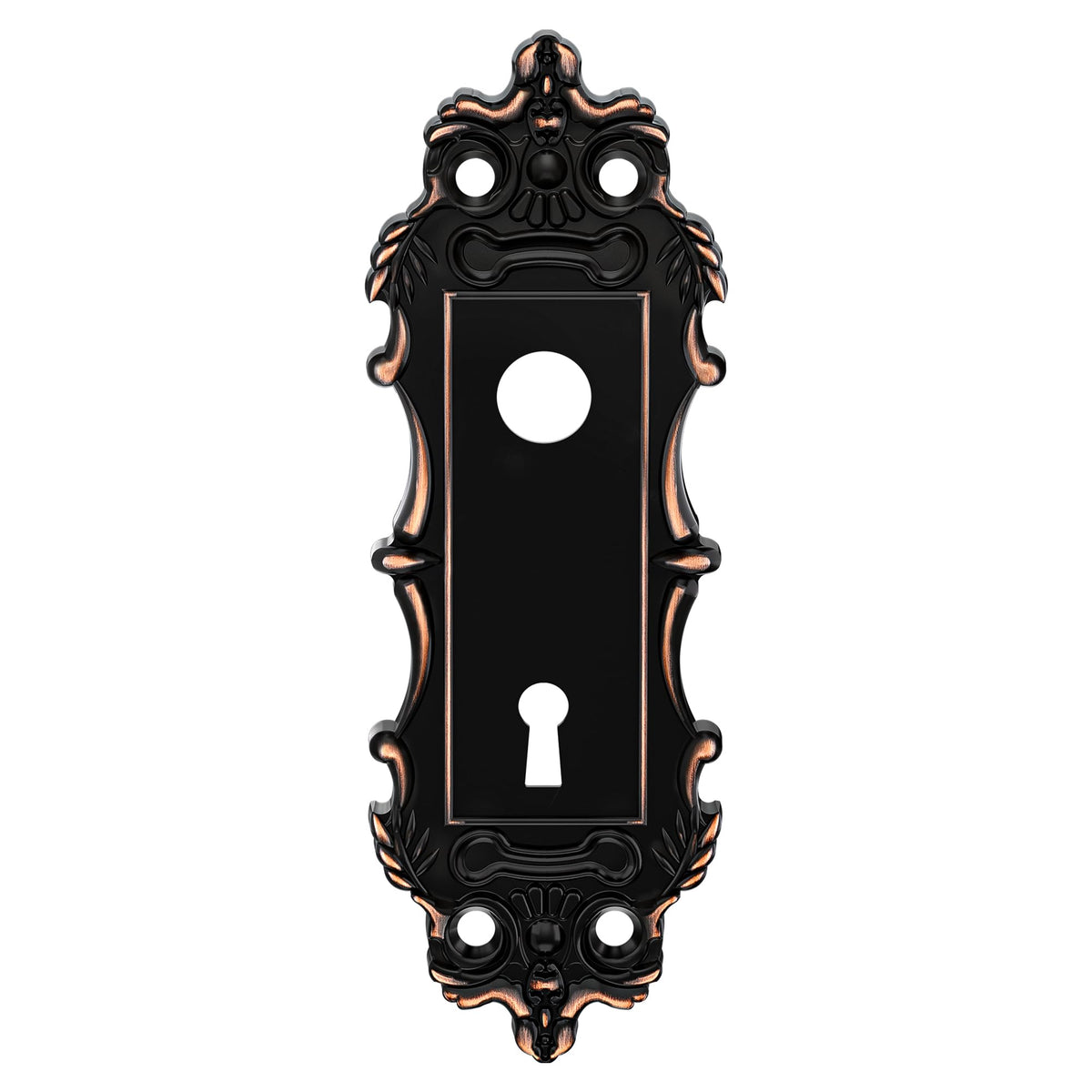SENY Antique Bronze Mortise Lock Trim Plates, Vintage Door Knob Backplates with Keyhole (2 Pack)