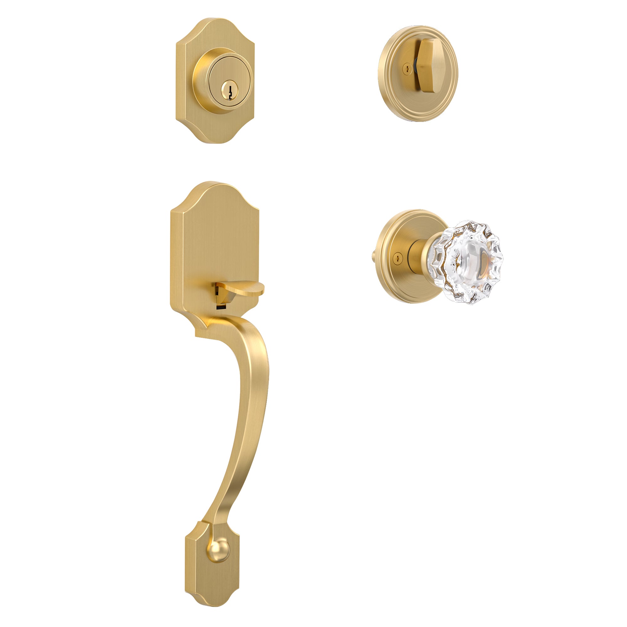 SENY Entry Door Knob Set with Deadbolt – Gold Front Door Handle Set with Crystal Knob