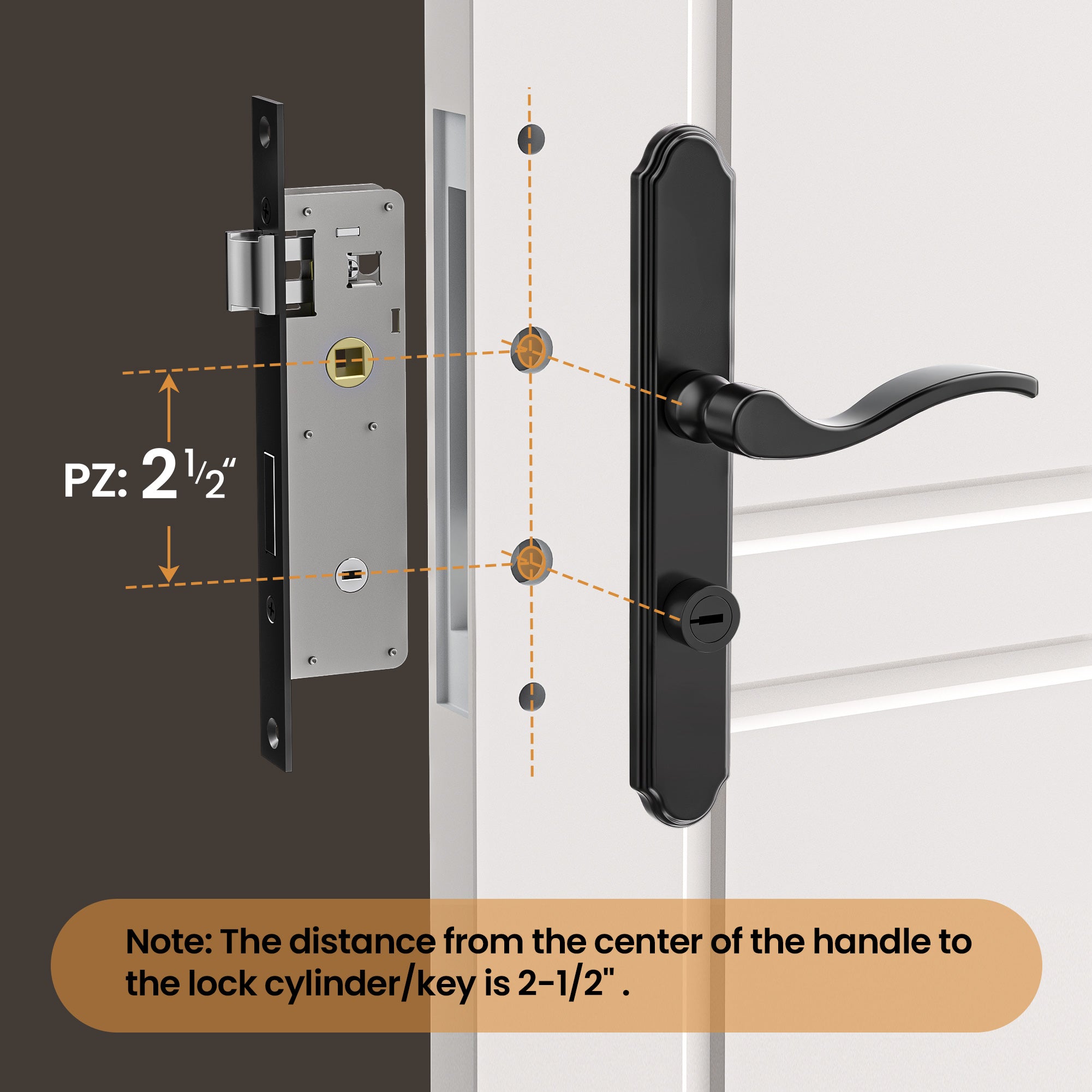 SENY Flat Slot Storm Door Handle & Mortise Lock Replacement for Storm & Screen Doors