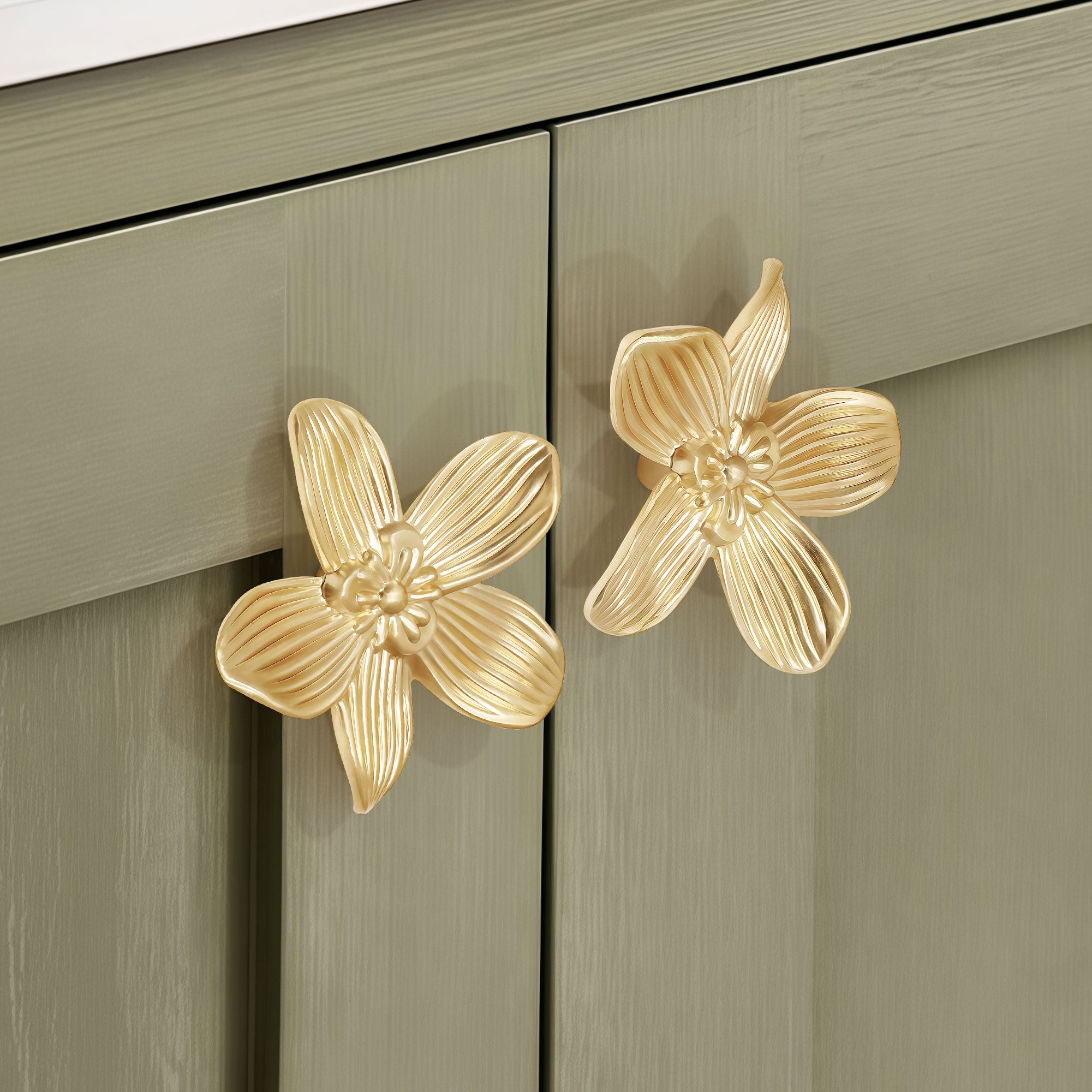 SENY 4 Pack 2.4 Inch Flower Drawer Knobs – Vintage Floral Cabinet Knobs in Gold & Antique Brass - Seny Hardware