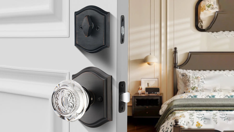SENY Decorative Crystal Entry Door Set with Embossed Globe Crystal Passage Knob & Single Cylinder Deadbolt applicable scenario
