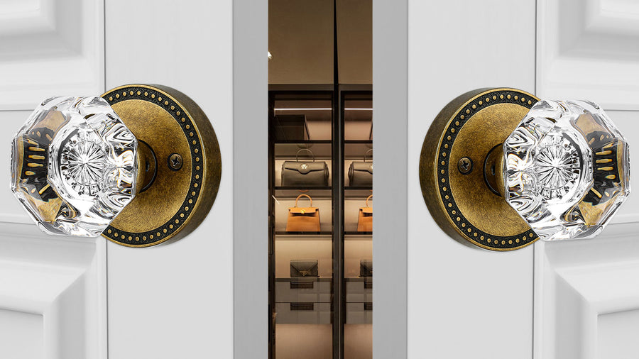 SENY Octagonal Crystal Door Knob, Round Rosette, 3 Finishes, 3 Functions applicable scenario