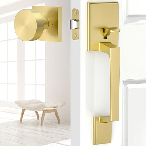 SENY Front Door Handle Set Front Entry Handleset with Glass Knob No Lock, Door Handle for Right& Left Handed Doors, Zinc Alloy