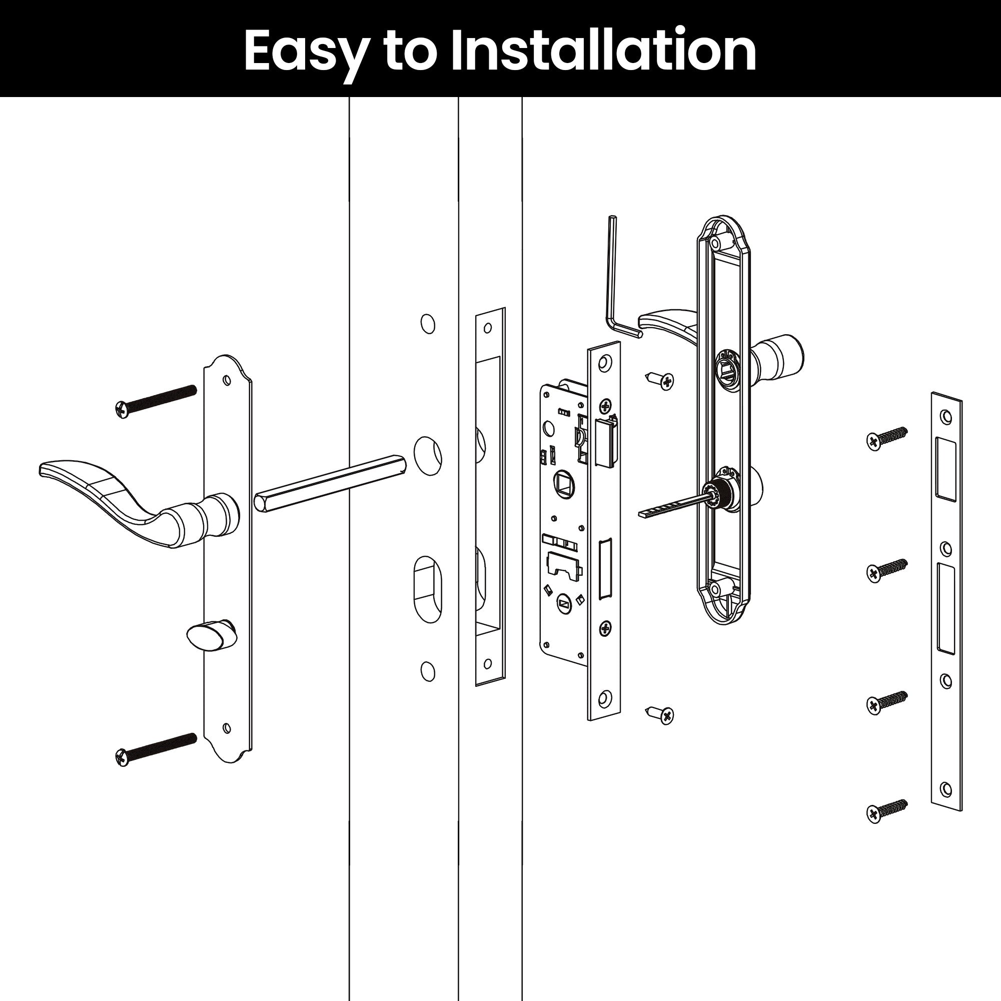 SENY Flat Slot Storm Door Handle & Mortise Lock Replacement for Storm & Screen Doors