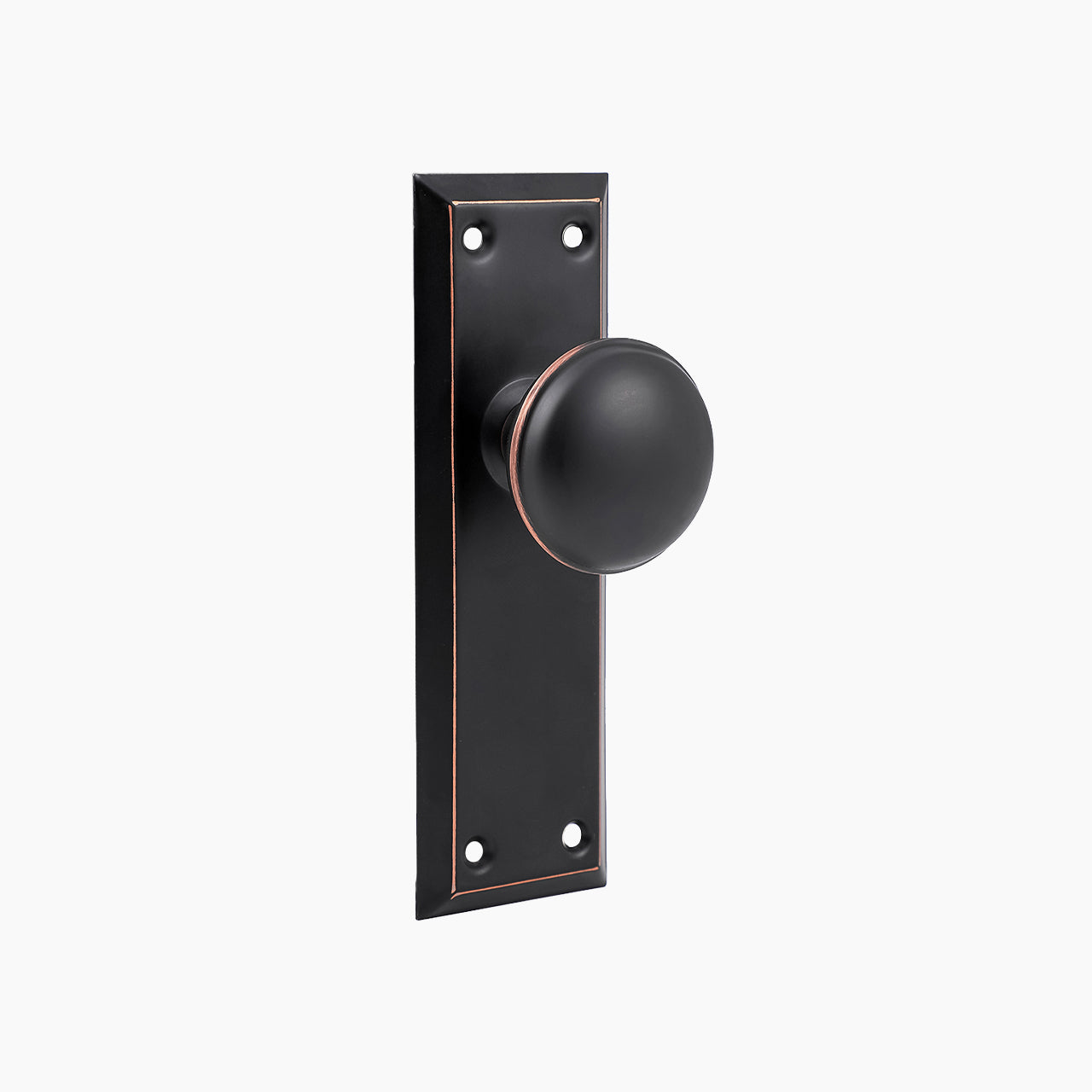 SENY Metal Mortise Lock Set for Interior Doors with Mushroom Metal Knob, Beveled Rectangular Backplate & Skeleton Key